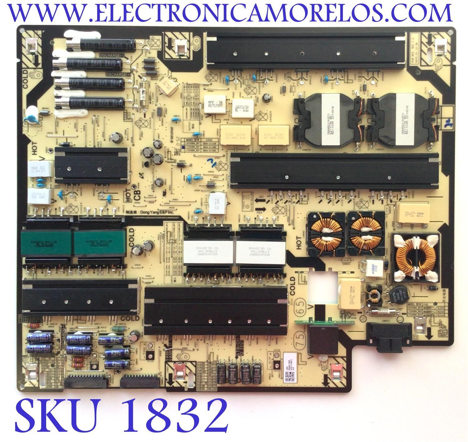 FUENTE DE PODER PARA TV SAMSUNG NEO QLED / NUMERO DE PARTE BN44-01168B / BN4401168B / L75SA9NA_BDY / PANEL CY-TB075RMHV1H / MODELO QN75QN90 / QN75QN90BAFXZA CA01